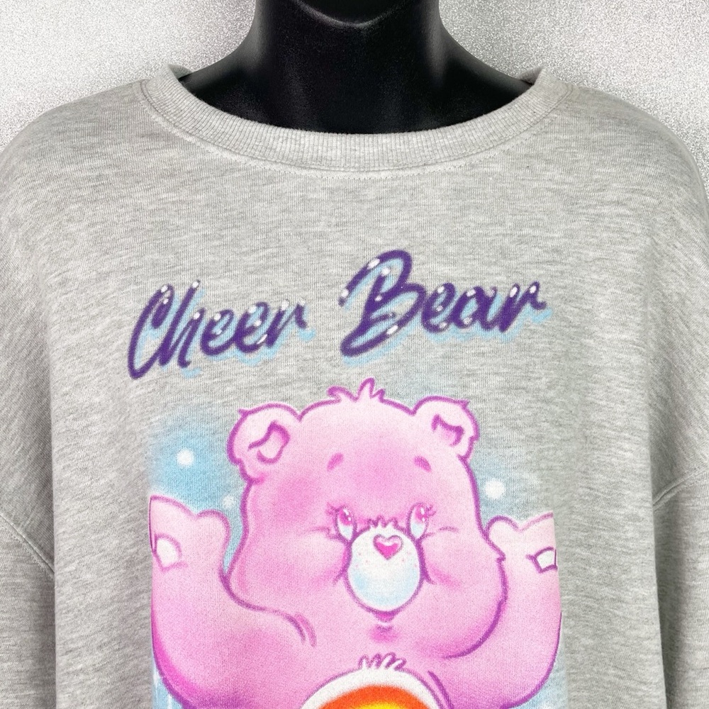 Care Bears NWT Cheer Bear Oversized Crop Top Style Pull-on Crew Neck Sweatshirt - Picture 3 of 12